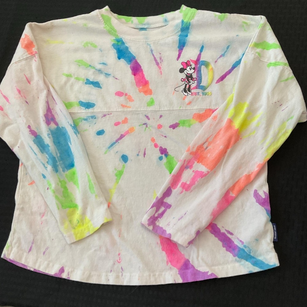 Spirit Jersey Shirt Kids XL, Womens S Multicolor Disneyland Minnie Mouse Tie Dye